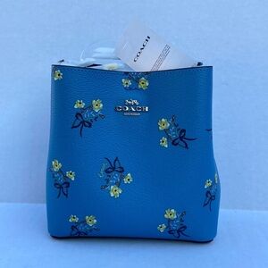 New COACH Mini Town Bucket Bag With Floral Bow Print